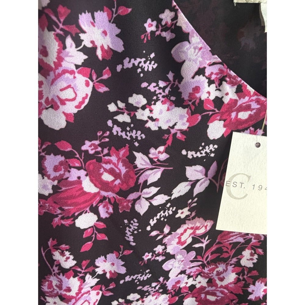 Cato 1946 Top XL Pink Blk Floral Sleeveless V Neck Layered Loose Flowy NWT - Picture 3 of 5